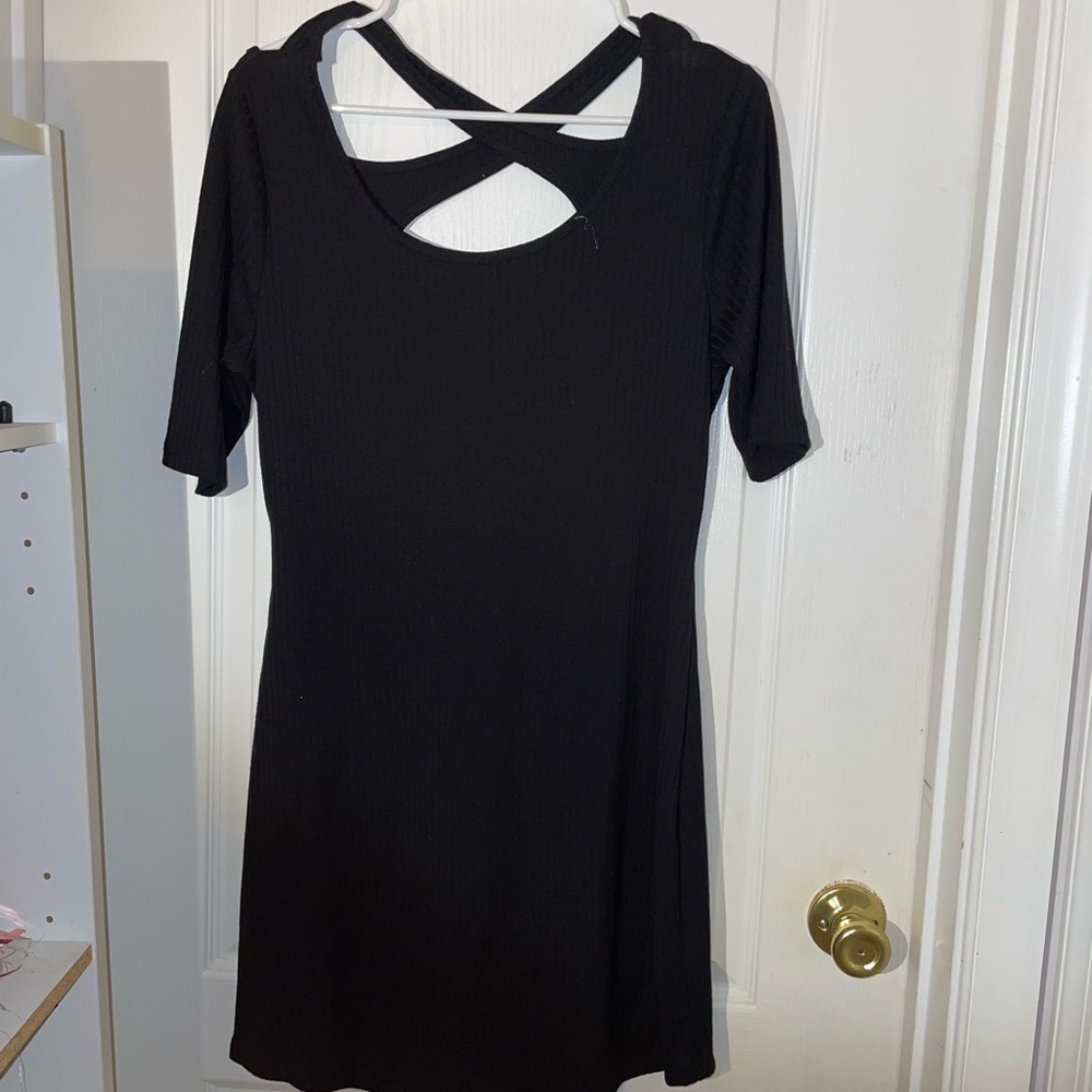 black cross back dress